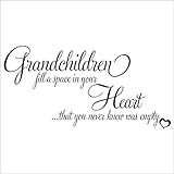 Grandchildren Fill a Space in Your Heart Quote Decors Wall Saying Decals Quote for Home Wall Sticker