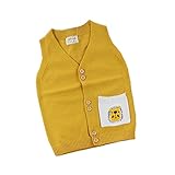ALLAIBB ベビー服 ベスト 男の子 防寒 カーディガン 春秋服 プリント付き おしゃれ お祝い ギフト size 110 (イエロー)