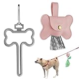 うんちバッグディスペンサー | レザー犬のうんち袋ホルダー,犬用バッグホルダー リード用 金属ホルダー 犬用うんちバッグホルダー 犬用排泄物バッグ Famu