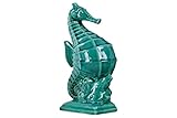 Urban Trends Collection 12981 4 Piece Ceramic Gloss Turquoise Big-Belly Seahorse Figurine on Seaweed