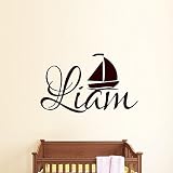 Wall Decals Boy Personalized Name Decal Vinyl Sticker Boat Ship Baby Children Nautical Nursery Bedro