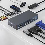 Surface Pro 11/Pro 10/Pro 9/Pro X ハブ 4K HDMI, USB-C Thunderbolt 4 (ビデオ+データ+100W 充電), 2xUSB3.0, SD TFカードリーダー, 3.5 mmオーディオポート Surface Pro9 USBハブ トリプルディスプレイ, サーフェス Pro 9/11/10/X用