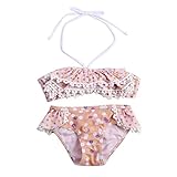 Domybestキッズ 水着 女の子 ビキニ 上下セット　ベビー スイムウェア 女児 ガールズ ミズギ スイミング スクール水着 セパレート　ツーピース　フリル　花柄　2点セット　夏 ビーチ　海水浴　