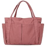 [imeetu]トートバッグ マザーズバッグ キャンバス トート レディース メンズ 肩掛けバッグ グローサリー 通学 帆布 大容量 多機能 無地 （Lサイズ 柔らかい赤色）