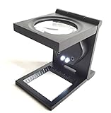 LEDライト 付き リネンテスター 倍率 6倍 1mm メモリ付き 収納ケース 付属 (ブラック 6倍 LED)