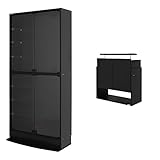 【福袋】【地球家具】フィギュアラック「ワイド」新シリーズセット 幅83cm 奥行29cm 【正規品】[鍵付きコレクションケース] [耐震]（開き戸 ハイタイプ本体+上置きハイタイプ） ブラック