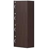 鍵付き 本棚 4段 幅40 鍵付き収納棚 扉付きキューブボックス ブラウン B07DG2ZTZB