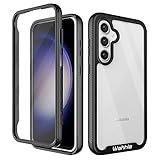 wahhle Samsung Galaxy S23 FEケース、スクリーンプロテクター内蔵 フルボディ耐衝撃スリムフィットバンパー保護電話カバー Galaxy S23 FE 5G メンズ レディース ブラック/クリア