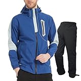 レインウェア 上下セットメンズ レインスーツ ゴルフウェア ウィンドブレーカー マウンテンパーカー 防水 ストレッチ 登山 golfアウトドア 釣り 自転車 通勤用レインウェア 春秋冬服 (ブルー, M)