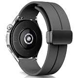 [RoSoki] 22mm バンド Huawei Watch GT 6 Pro/GT 6/ GT5 Pro/ GT5/4/3 46mm / Huawei Watch 5/4 46mm/ Ultimate 2/ Ultimate/ 4 Pro 48mm 対応 バンド シリコン製 スポーツ 替えストラップ 交換ベルト 柔らかい 磁気付き 装着簡単 男女兼用 - ダークグレー