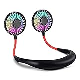 首掛け扇風機 usb充電 携帯扇風機 くびかけ扇風機 Ledライト付き 2000mAh 両手解放 185g軽量型 微/弱/強の三段風量 熱中