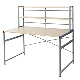 (OSJ) パソコンデスク テーブル 収納ラック付デスク(幅120) 机 オフィスデスク 木製 (ナチュラル)