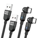 Eight Place 【2本セット】USB Type C ケーブル 180度回転 USB-C & USB-A 急速充電 QuickCharge3.0対応 高速データ転送 Sony Samsung Galaxy Switch Macbook iPad Pro 多機種対応 (2M + 2M, レッド)