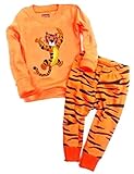 Babyfashion 綿100％　子供パジャマ　ルームウェア　キッズ　　女の子　男の子　上下セット　虎柄　　長袖　 寝巻き ボーイズ　ガール　女児　男児 ベビー　 2-9歳 (2歳, 褐色)