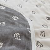 Hanzam Cocoa（ハンザムココア） 6重ガーゼケット 6重 タオルガーゼ ブランケット ひざ掛け ギフト 出産祝い おなかけっと動物シリーズ パンダ柄 グレー クォーターサイズ（100×70c