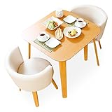 カフェ風 ダイニング3点セット 2人掛け テーブル80×80cm 正方形 ナチュラル×ホワイト