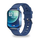 スマートウォッチ Bluetooth5.0 活動量計 歩数計 腕時計 多機能 スマートブレスレット IP68防水 15種スポーツモード カロリー消費 1.7インチ大画面 フルタッチスクリーン 睡眠モニター 目覚まし時計 明度調整 音楽制御 着信/Twitter/Line メッセージ通知 ios&Android対応（ブルー）