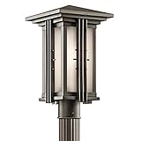 49162OZ Portman Square 1LT 16IN Exterior Post Lantern, Olde Bronze Finish with Etched Seedy Glass [並