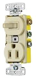 Hubbell Wiring Systems RC108ITR tradeSELECT Single Pole Combination Toggle Switch with Self-Groundin
