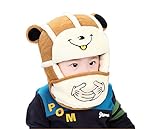 子供用ニット帽＋マフラー 赤ちゃん 子供 用 ニット帽子 マフラー セット かわいい ベビー & キッズ 防寒 ニット帽 (42*52cm, イエロー)