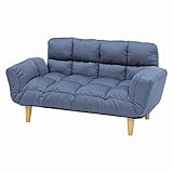 カウチソファー 【2人掛け ネイビー】 肘付き リクライニング機能付き LSF-4891LB-NV