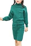 (コ-ランド) Co-land 子供服 女の子 セーター スカート 上下2点セット 長袖 ニットワンピース キッズ 無地 ポケット 秋冬 ガールズ ベビー フォーマル グリーン 130
