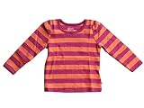 キャトヴィ Katvig Puff Tシャツ/長袖 オレンジ色×コーラル ボーダー オーガニックコットン（子供）