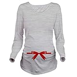 Linyuan ファッション Cute Pregnancy Women Loose Tシャツ T-Shirt Red Ribbon Bow Print for Maternity Tee K135