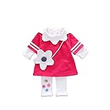 Pojour 春 1-4歳女の子向き 可愛い花 上下3セット キッズ 通気 綿 赤（90cm）