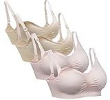 iLoveSIA (アイラブシア) マタニティ ブラジャー 2Wayオープン ノンワイヤー 4枚セット ピンク+ピンク+薄黄+薄黄 M