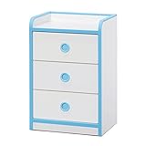 大川家具 岡製作所 ローチェスト アンジュ 45cm3段 ブルー 179095