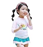 [FERE8890] 女の子 ベビー 水着 セパレート 長袖 韓国風 ストライプ スイムウェア ファッション ショーツ スカートスタイル 水陸両用 美脚 スイミング 日焼け止め ピンク 4# 適合身長