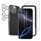 NIMASO ガラスフィルム (2枚) + カメラフィルム (2枚) iPhone 16 Pro Max用 強化ガラス 黒縁あり 保護フィル