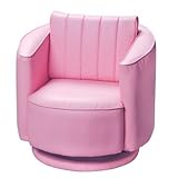 Gift Mark Upholstered Swivel Rocking Chair, Pink [並行輸入品]