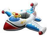 EOZY 可愛い ハンドル付 ベビー用 水泳圏 飛行機型浮き輪 安全 ジェット機 ボートフロート 水遊び 足入れ ベビーボート 空気ポンプ付 ホワイト