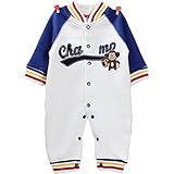 【SEBLES】ベビー服 ユニセックス 前開き ツートン アップリケ アニマル キャラクター カバーオール(ホワイト,66cm)