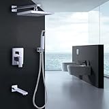 Jiayoujia雨シャワーシステムwithバルブトリム、8インチシャワーヘッド、ハンドシャワー、切替弁バルブ