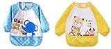 ベビー 食事 用 防水 エプロン 長袖 赤ちゃん 幼児 お食事 お食事練習 お絵描き ねんど遊び などに最適 (2枚セット) (アニマルＢ)