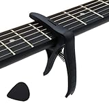 ワンタッチ ギター カポタスト フォーク ギター エレキ ギター クラシック ギター アコースティック ギター ベース ウクレレ用 1mm ピック 1枚 ブラック