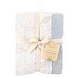 Touched by Nature Boy's Organic Muslin Swaddle Blanket, Blue Leaves by Nature