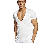 [makky] 速乾 マッチョ Ｖネック Tシャツ 首もと 襟もと (M, ホワイト)