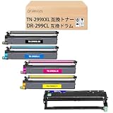 【埼玉WH】ブラックとカラー 4色兼用 TN-299XXL 互換トナー BKx1 / Cx1 / Mx1 / Yx1 計4本 / DR-299CL 互換ドラム BKx1 計1本