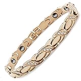 Fitaco ブレスレット バングル ゲルマニウム ステンレス ヘマタイト ジルコン オシャレ 上品 ギフト ローズゴールド