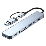 Docooler 8-IN-2 USB A & USB C ハブ Type-C ドッキングステーション マルチポートアダプター USB 3.0 高速データ転送 SD TF カードリーダー Type-C 3.5mm オーディオ デスクトップ ノートパソコン PC ゲームコンソールと互換性あり