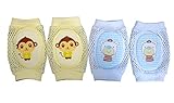 ベビー キッズ 子供 用 膝 サポーター 2個入り×2セット フリーサイズ クッション 入り 赤ちゃん 幼児 ひざあて 安全用品 ( イエロー ・ ブルー )