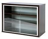 【サンニード】ミニ食器棚 IS-6045 ダークブラウン/ホワイト 幅60cm 奥行30cm 高さ45cm 引き戸 Y-S1