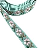 4m×1cm 花柄リボン ハンドメイド 手芸材料 デコレーション用 pt-2271(グリーン)