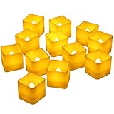 AMIR LED キャンドルライト 揺らぐ炎 電子ろうそく 角型 12個セット LED キャンドル 無煙蝋燭 安全 省エネ 電池式 クリスマス パーティー プロポーズ 誕生日 お盆 飾り ホワイト 暖