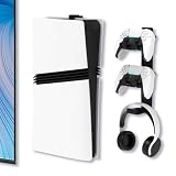 ZYTHRONE PS5 Slim/PS5 Proコンソール用壁掛けブラケット - PS5/PS5 Pro/PS5 Slim（デジタル版・ディスク版）対応、頑丈で落下防止、+1コントローラー用ヘッドホンホルダー付き、ブラック