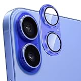 Kakuki for iPhone 16 Plus/16 カメラフィルム アルミ合金製＋AR高透過率強化ガラス アイフォン16プラス/16 一体型レンズ保護フィルム 耐衝撃 露出オーバー防止 アルミ合金 カメラカバー (ウルトラマリンブルー)